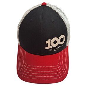 Halliburton Cap Hat Trucker 100th Anniversary Mesh Snapback‎ Red Black 2019